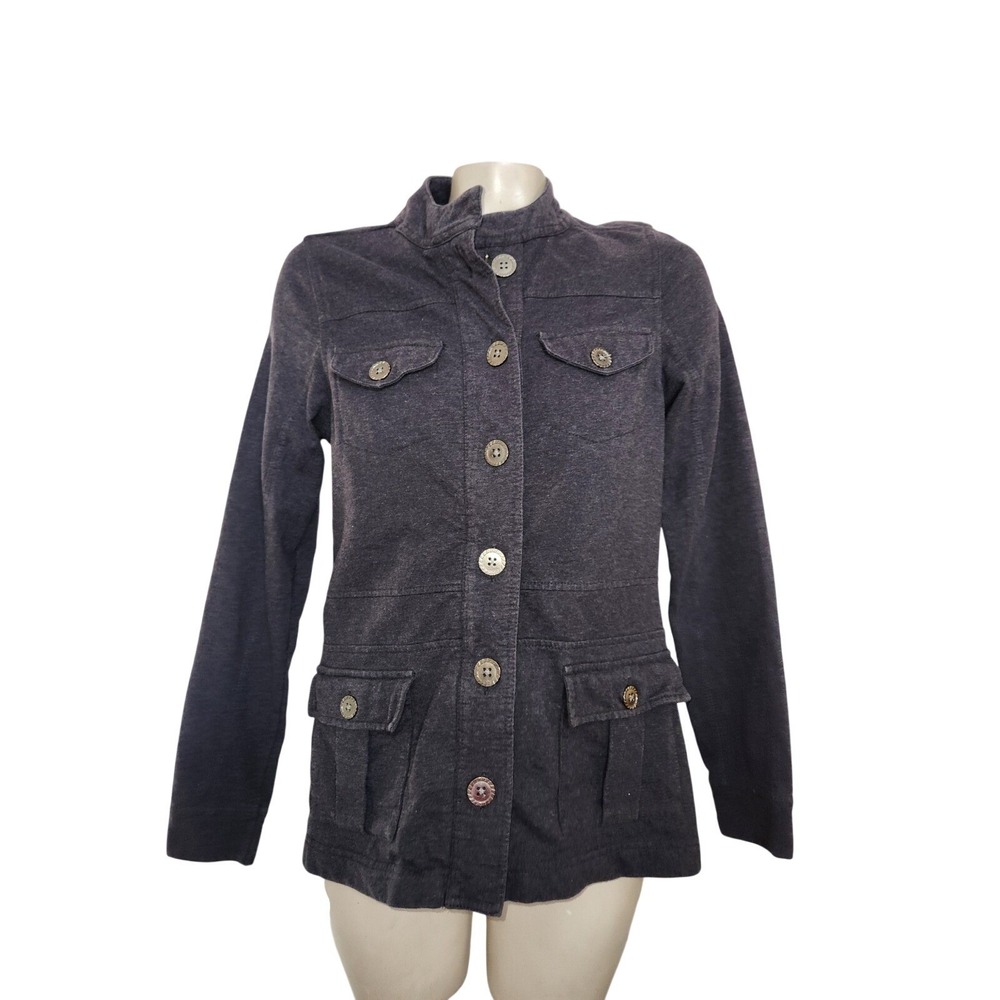 Aventura Womens Organic Cotton Utility Field Jacket Gray Full Zip M eco-friendly